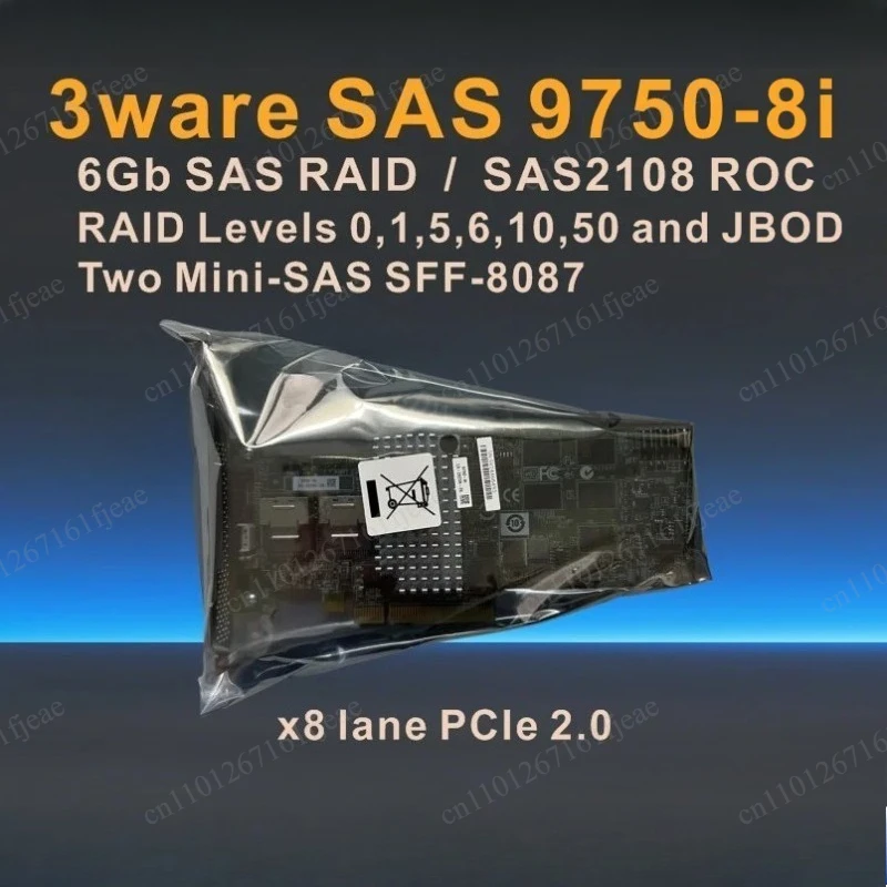 L S  I 3ware 9750-8i LSI00214 PCI-E2.0x8 LSISAS2108 512MB Cache Controller SFF8087 MiniSAS,SAS Cable Not Included