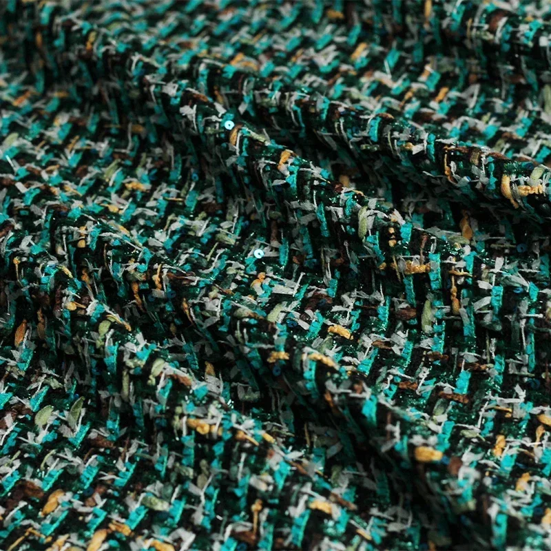 Redraspberry 145cm Dark Green Sequins Tweed Fabric Garment Material Autumn Women Jacket Dress Coat DIY Sewing Cloth Freeshipping