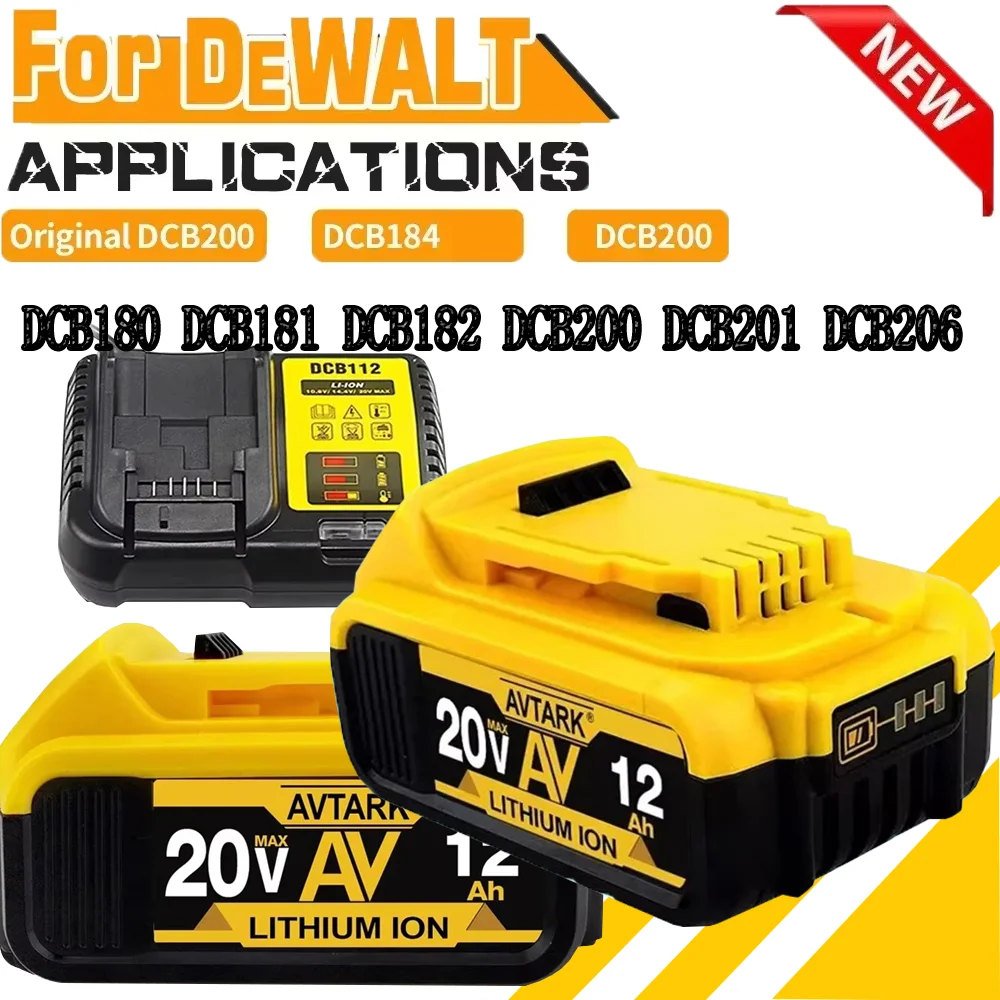 

NEW DCB200 battery for Dewalt 18V 20V power Tools rechargeable electric tool Accessories Lithium batteries Replace DCB200 DCB184