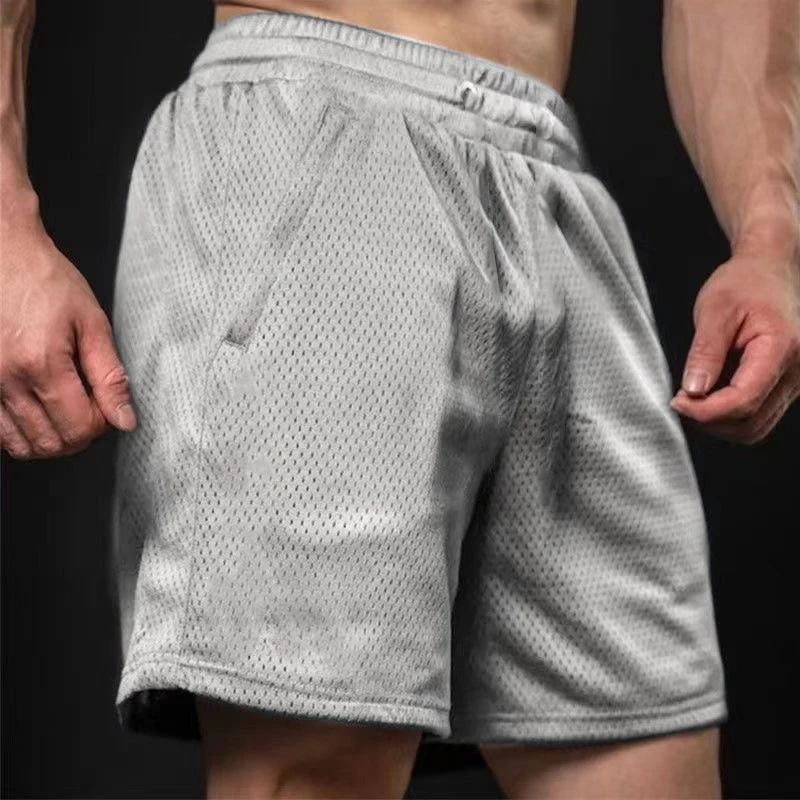 Men\'s Mesh Shorts Breathable Quick Drying Gym Running Short Pants Solid Color Daily Sports Shorts Men