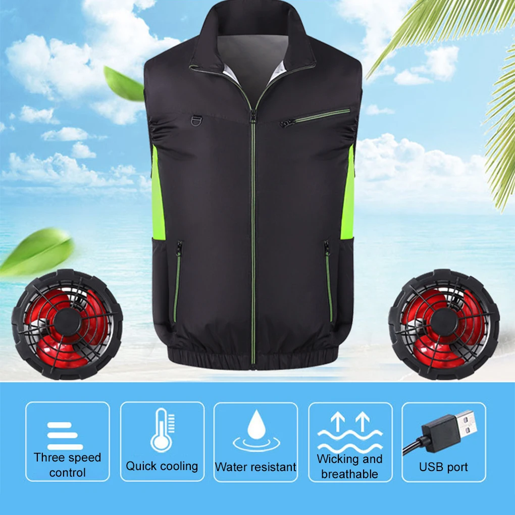 

3 Gear Breathable Cooling Vest Ice Fan VestWearable Cooling Fan Vest Heat Resistant Sleeveless Workwear for Summer Outdoor