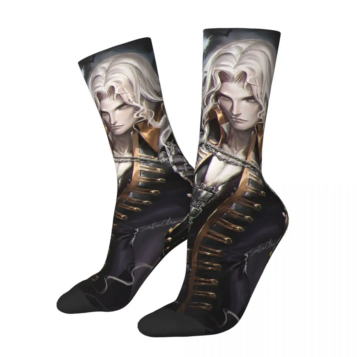 Alucard Vampire Socks Men's Women's Casual Castlevania Anime Socks Harajuku Spring Summer Autumn Winter Socks Gifts