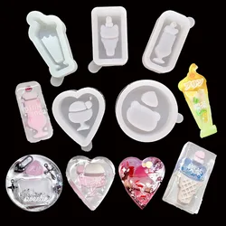 DIY Drink Cup Ice Cream Dessert Shaped Silicone Epoxy Resin Mold Jewelry Mold Jewelry Accessories for Keychain