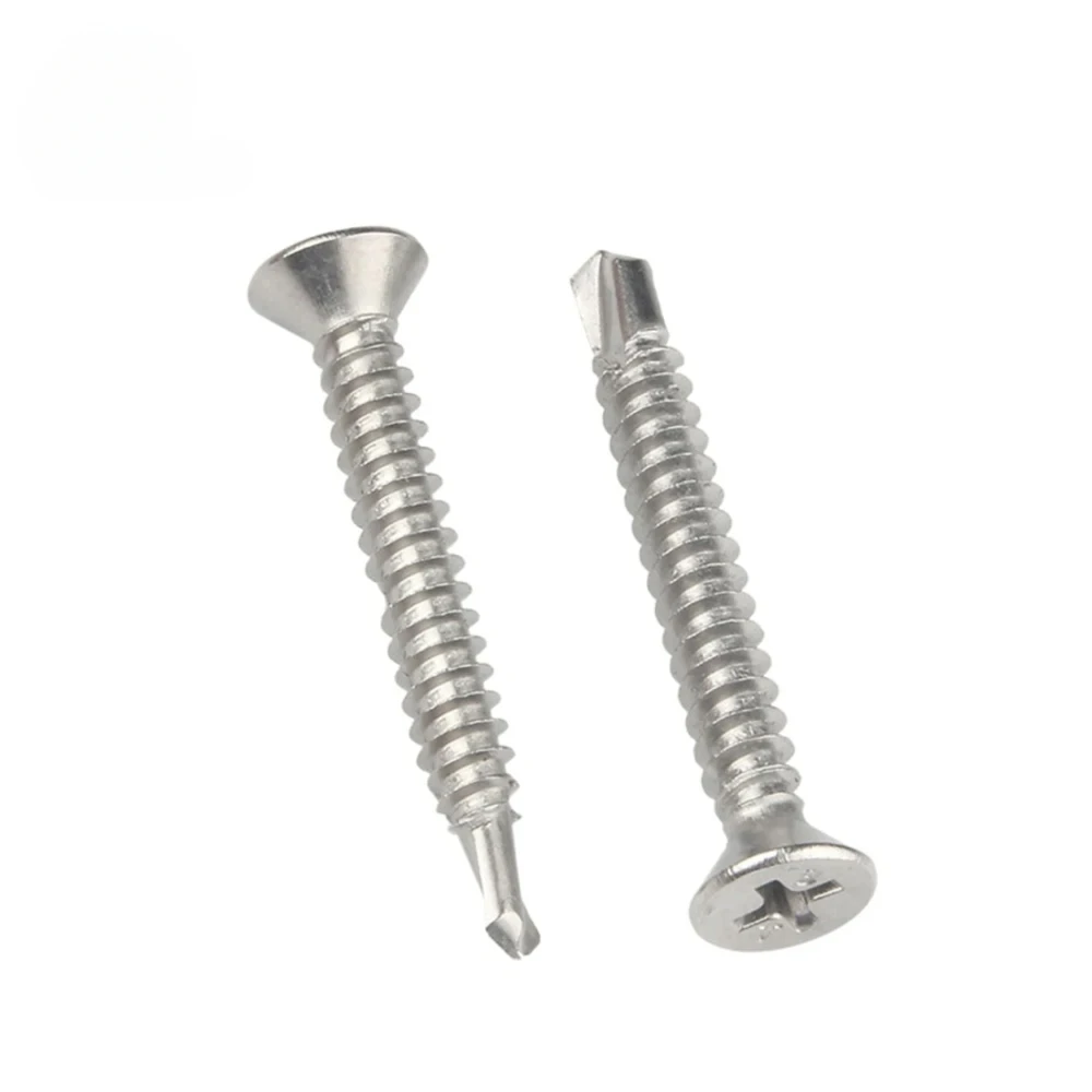 410 Edelstahl M3,5 M4,2 M4,8 M5,5 M6,3 selbstschneidende Schwalbenschwanzschraube Flachkopf-Phillips-Bohrschraube für Blech – Detail 4