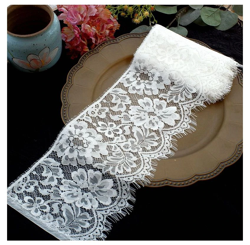 3meters long black and white mesh lace DIY skirt sleeves stitching decorative accessories beard fringe eyelashes fabric