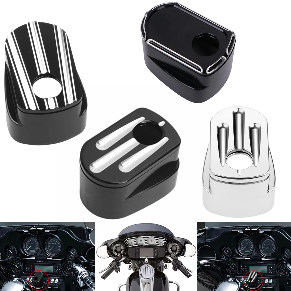 

Motorcycle CNC Dash Accessory Pack Ignition Switch Cover Black for Harley Touring Road Electra Street Glide Trike FLHX FLTR FLHT