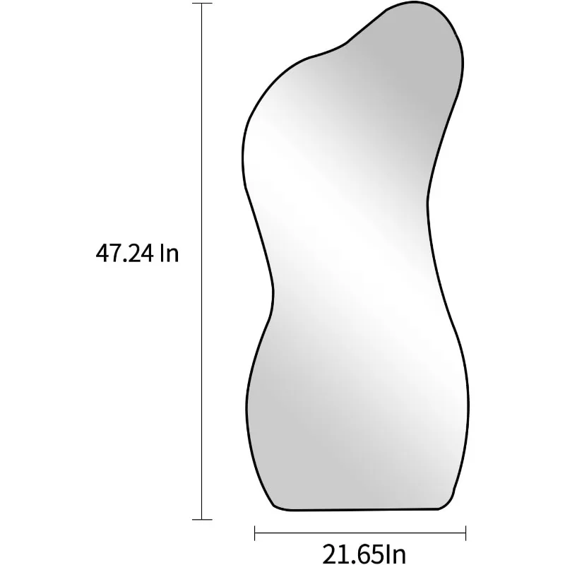 Espejo de pared asimétrico grande de forma Irregular, espejo orgánico único moderno, 47,2 "x 22"