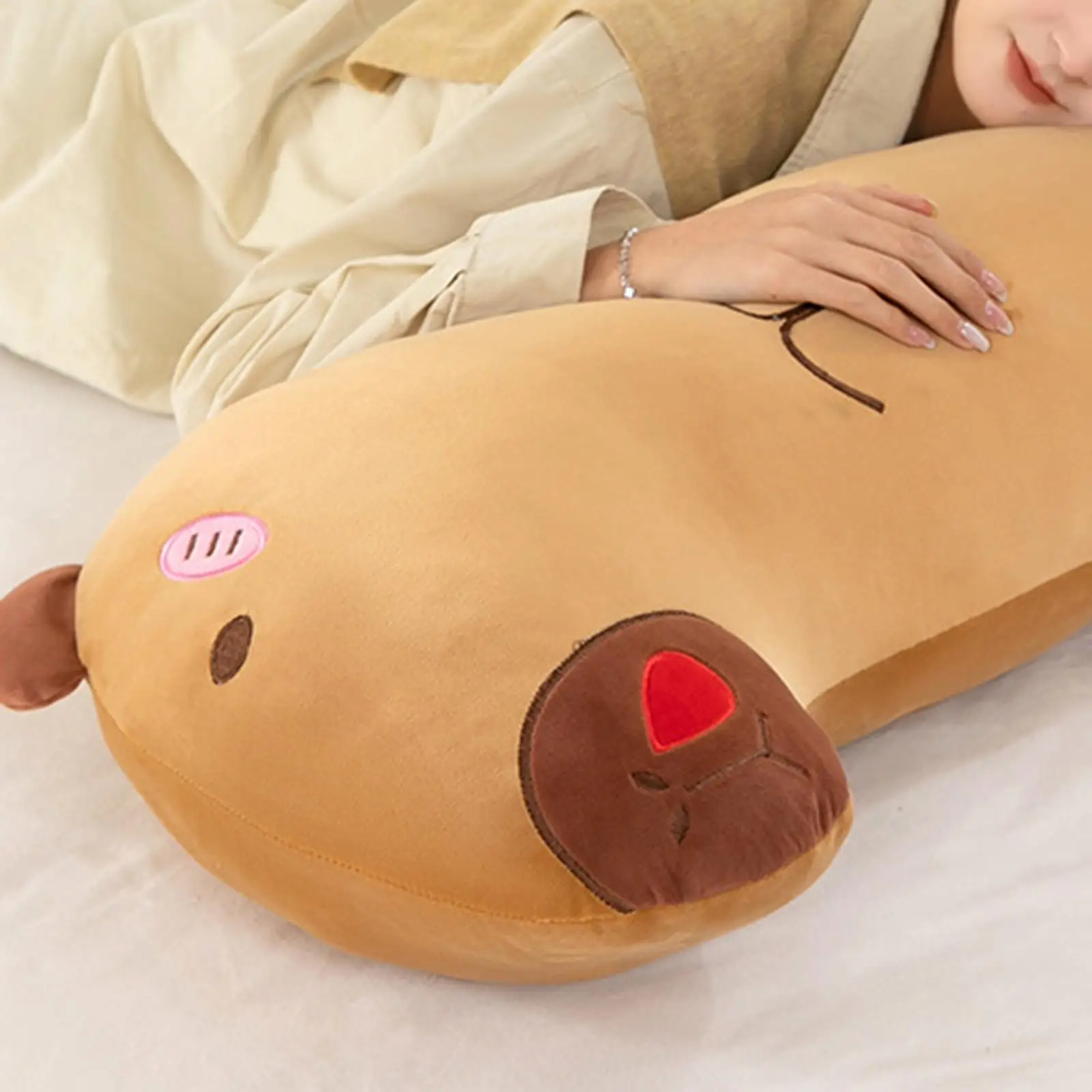 Long Capybara Hugging Plushie Toy Long Cushion for Birthday Adults Living Room