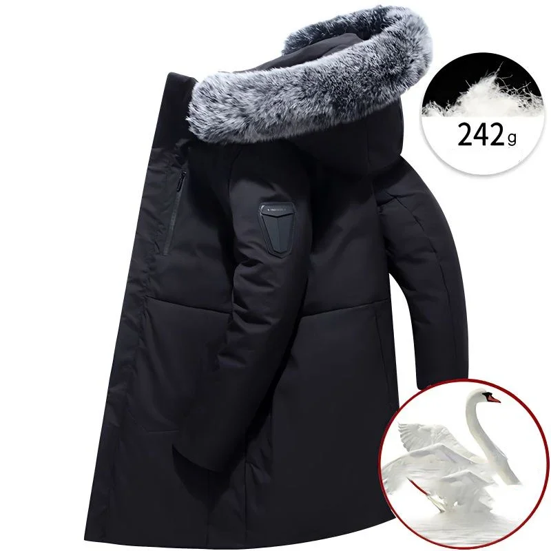 Weiße Ente Daunen Herren neue Winter warme Fuchs Kragen Mantel Herren Jacke Daunen mantel Parker Herren bekleidung Herren Winter jacke