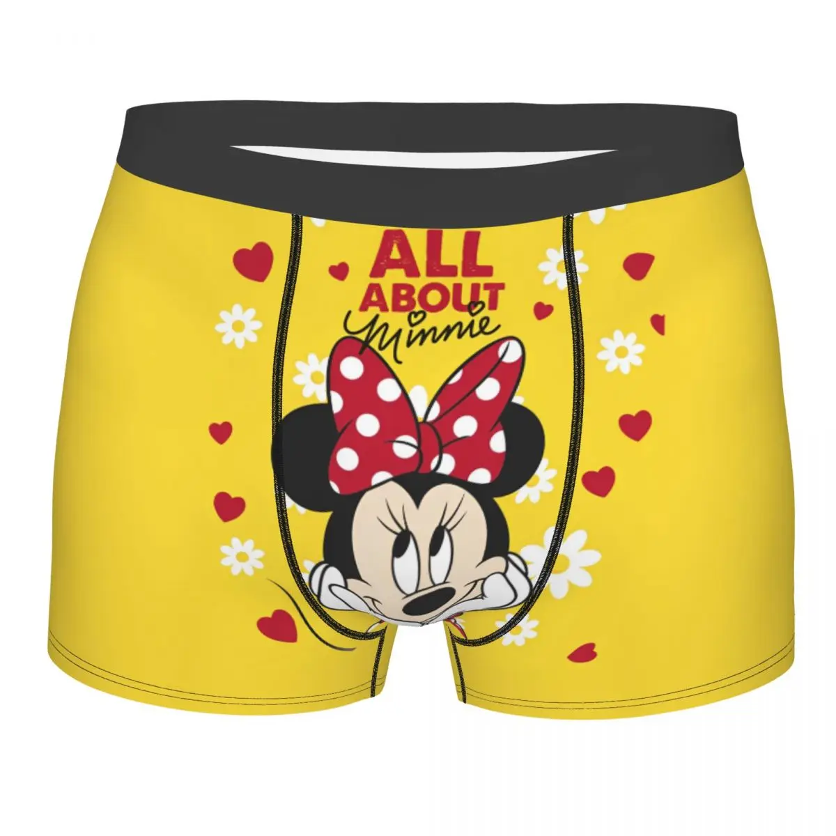 Men Cartoon Cute Minnie Mickey Mouse Boxer Briefs Shorts Panties Polyester Underwear Male Novelty Plus Size Long Underpants