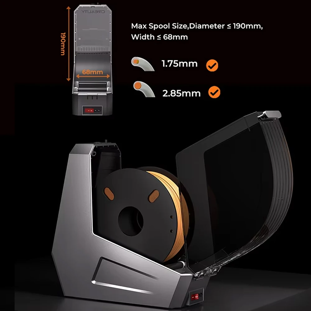 Creality SpacePi V2 Filament-Trocknerbox für Trockene Aufbewahrung 1KG Filament-Aufbewahrung 360 °   Heißluftbeheizung 1-48h Einstellbare Temperatur 45-75