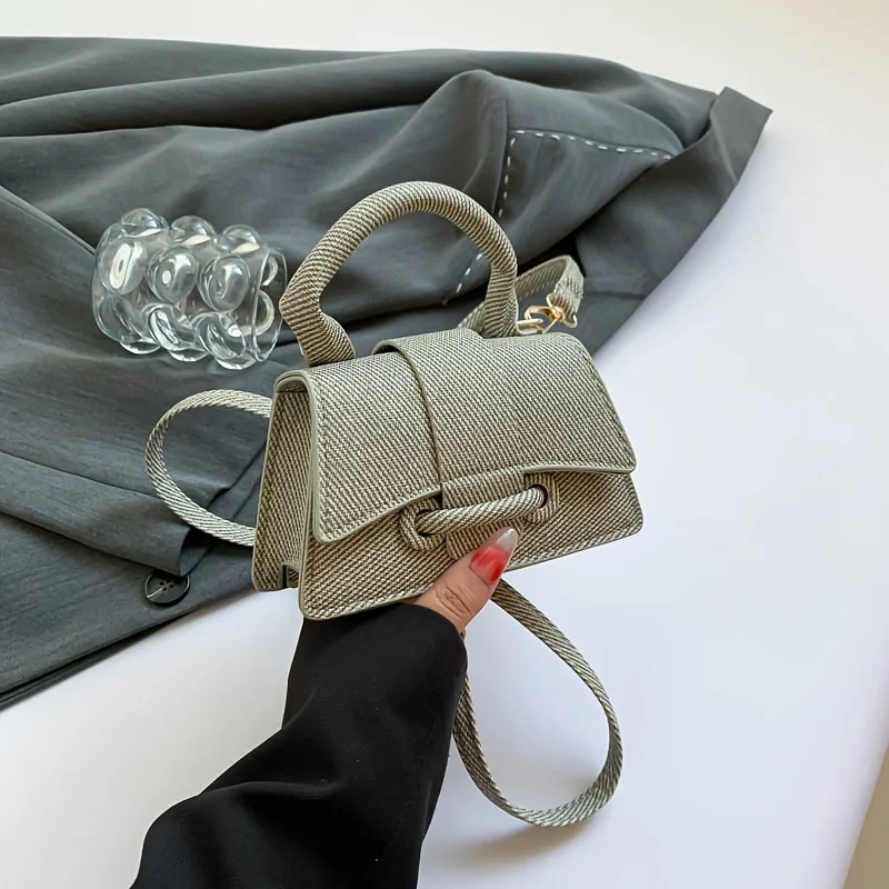Damen Mode Geflochtene Mini-Handtasche, Elegante Strukturierte Umhängetasche mit Obergriff und Verstellbarem Riemen für Täglichen Vielseitigen Gebrauch – Detail 3