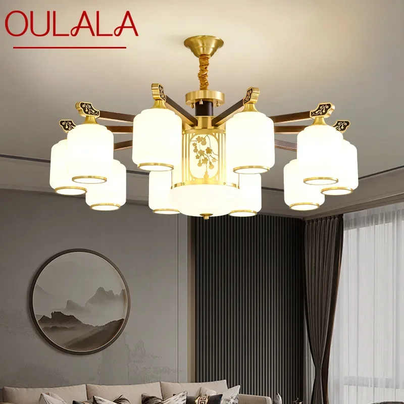 

OULALA Contemporary Luxury Brass Pendent Lamp Chinese style Living Room Dining Room Bedroom Villa Hotel Sample Room Chandelier