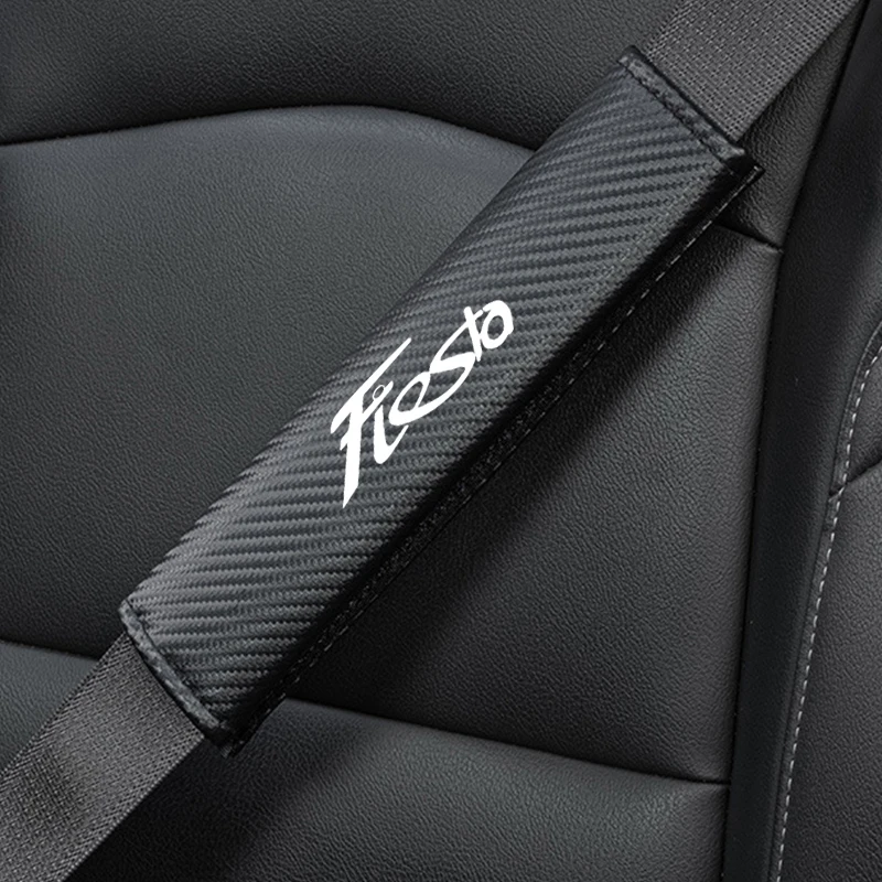 2Pcs Carbon Fiber Car Seatbelt Shoulder Protector Cover Safety Belt Ornament For Ford Fiesta MK8 MK7 Auto Interior Accessories