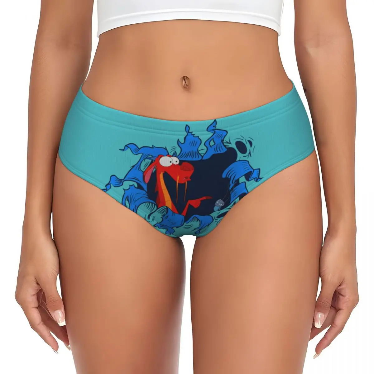 Custom Womens Mulan Mushu Hole Panties Breathable Briefs Underwear