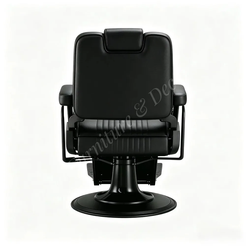 Hot Selling Synthetic Leather Ergonomic Hydraulic Barber Chair Black Reclining Salon Chair for Barbershop Business