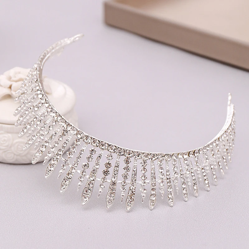 Rose Gold Color Sparkly Crystal Prom Queen Crown And Tiara Headband Baroque Bridal Diadem For Women Girls Wedding Hair Jewelry