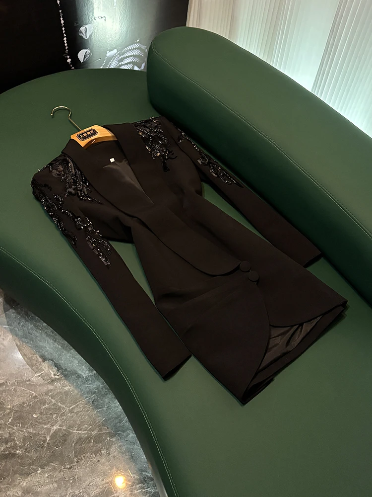 

Casual Diamond Embedded Heavy Work Tailored Suit Dr Ele Le Collar Commute Sle Bright Tead Detail