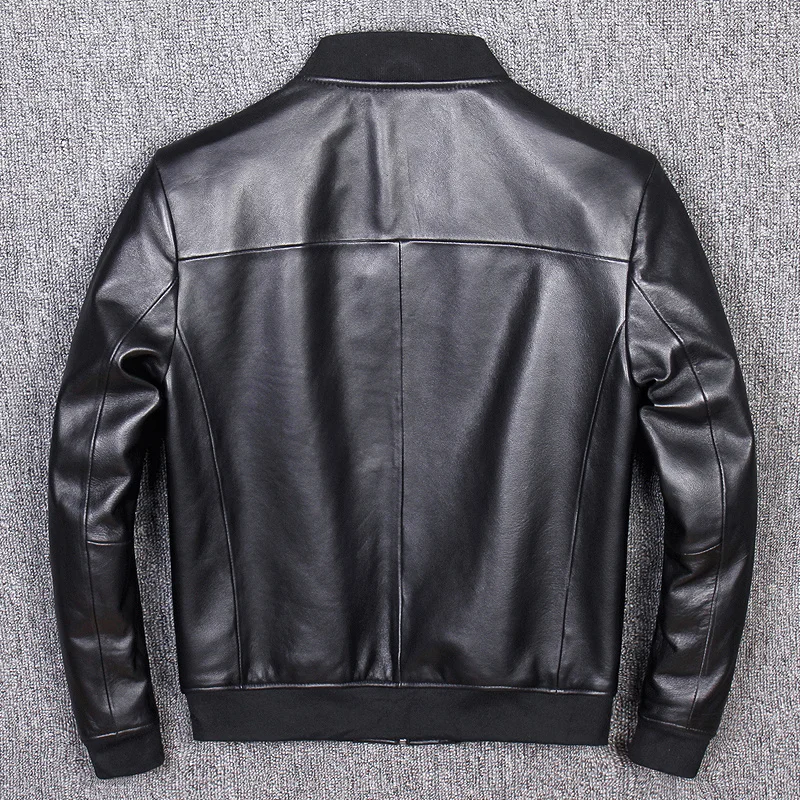 Leather Aviation Short Genuine Bomber Jacket Men Pilot Sheepskin Real Leather Jacket Slim Large Size 5XL Coats Veste Cuir Homme