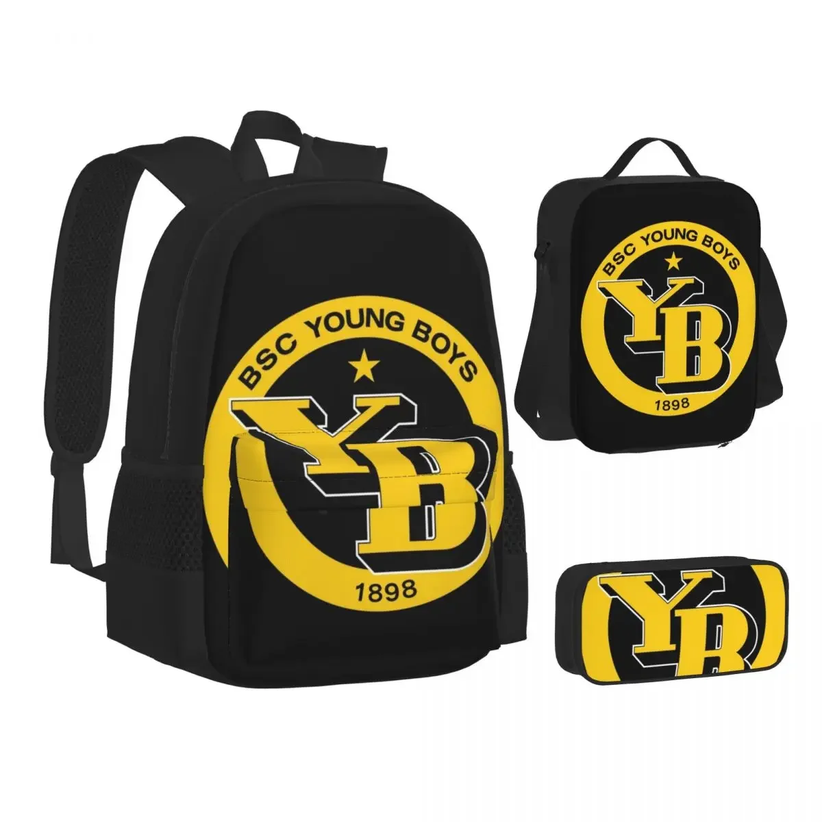 BSC Young Boys Swiss Football Sports Fans Bern Switzerland Backpack Bookbag SchoolBag Lunch Bag Pen Bag Three-Piece Set