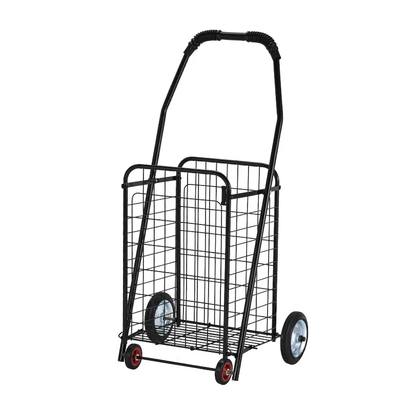 Foldable Large Shopping Cart Grocery Market Trolly Portable Shopping Trolley Market Grocery Kereta Troli Pasar (Black)