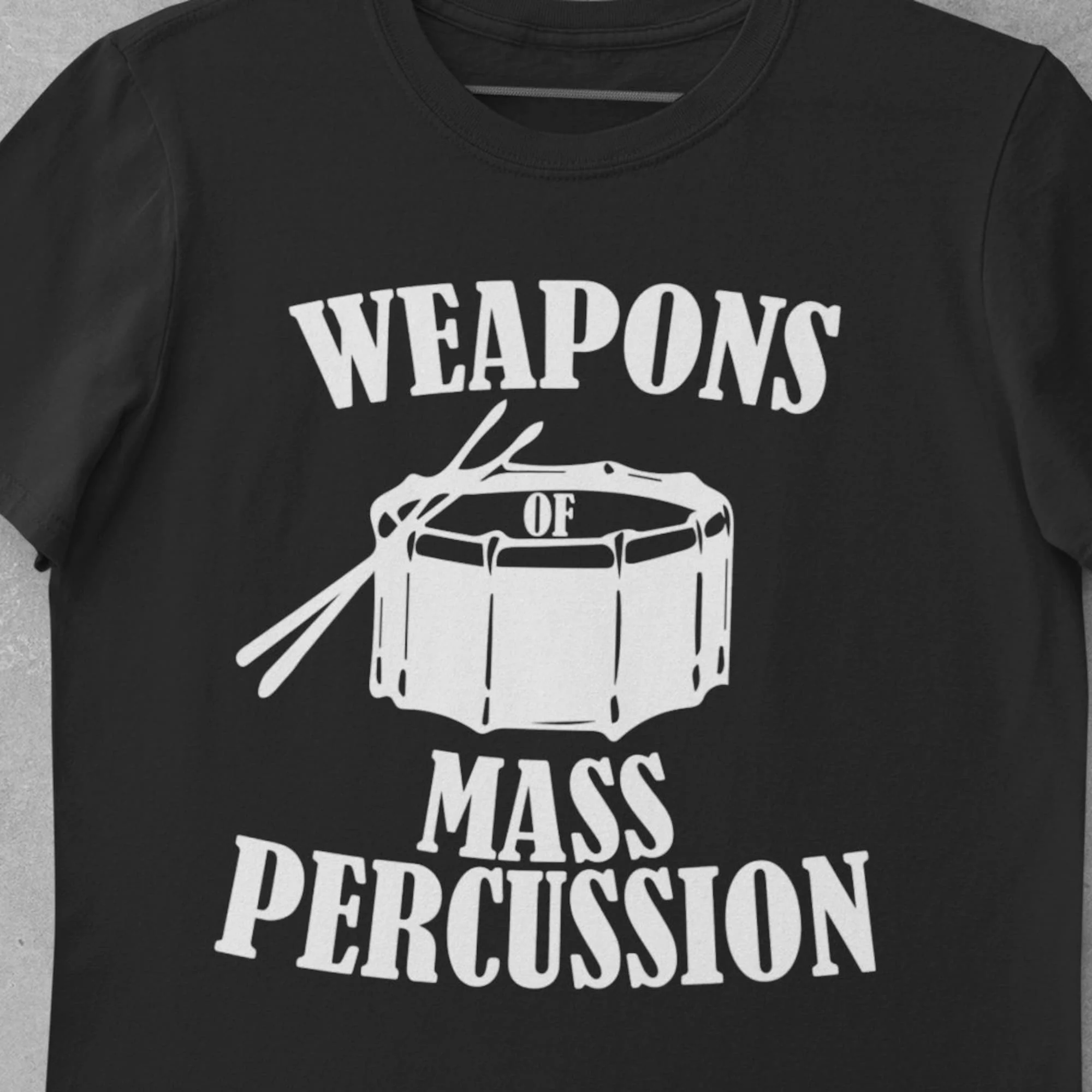 Weapons Of Mass Percussion T Shirt Drum Line Marching Band Drumline Drummer Corps