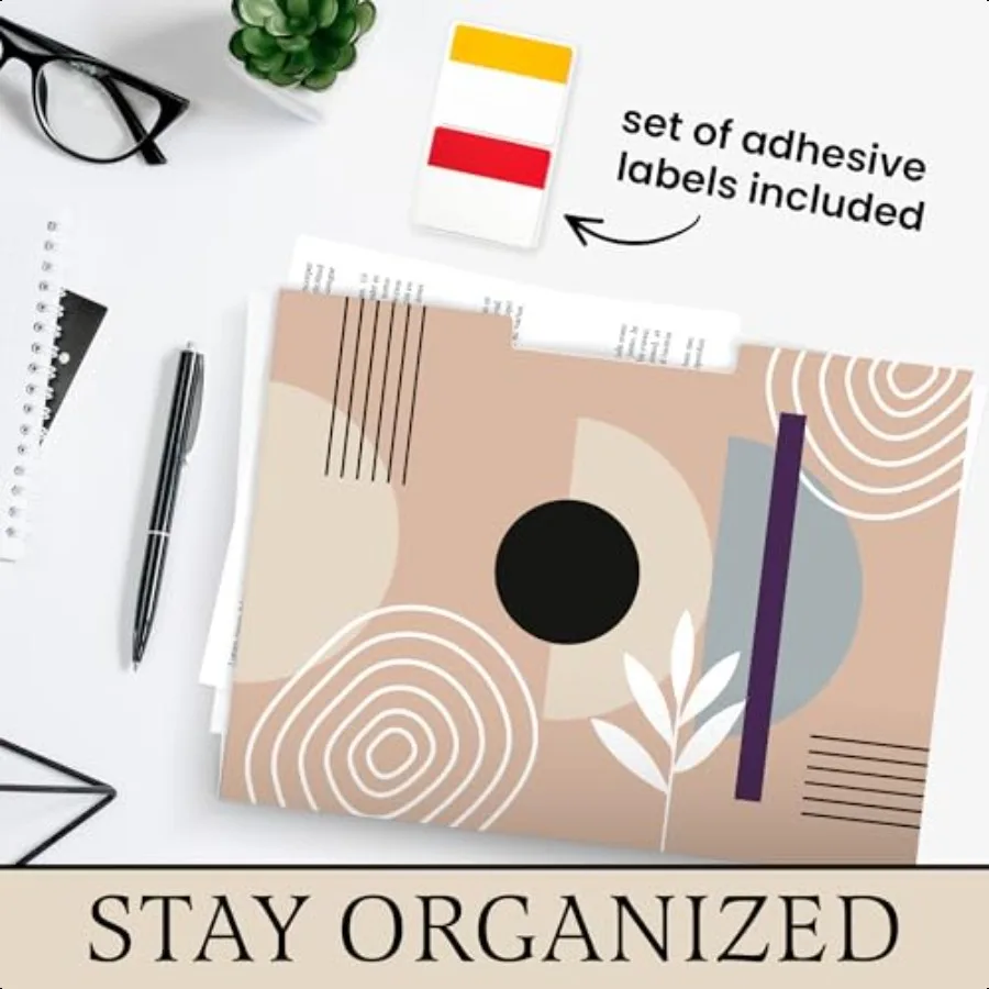 12 Pack Decorative File Folders cardstock Cute Folders 1 3Cut Tab Letter Size 11.5 x 9.5 in File Folders Decorative with Sticky