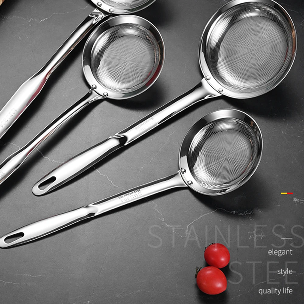 Stainless Steel Oil Separator Mesh Spoon Practical Powder Sieve Drainer For Noodle Filtering