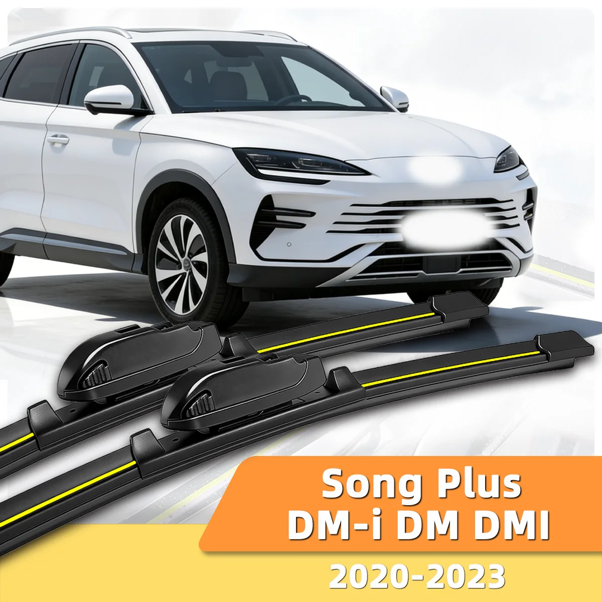 2 Stück Auto-Scheibenwischer passend für BYD Song Plus DM-i DM DMI (2020-2023) Scheibenwischer ohne Gestell, Frontwischer mit Naturkautschukstreifen