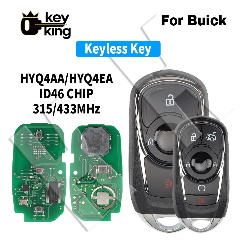 KK Keyless Smart Remote Car Key Fob For Buick Encore Regal Envision LaCrosse, ID46 Chip, 315MHz / 433MHz Auto Replacement Key