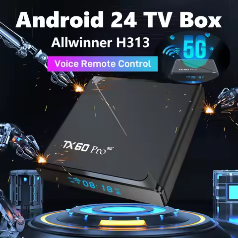 Android 24 TV Box Allwinner H313 Quad Core 2.4G/5G Dual WiFi Set Top Box HD 14K Media Player Support Voice Remote Smart TV Box