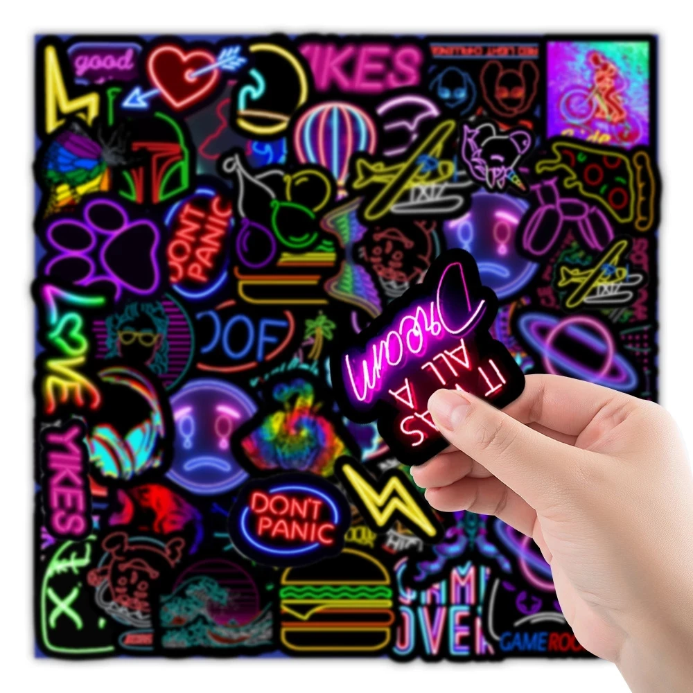 10/30/50/100PCS Anime Neon Light Graffiti Stickers Aesthetic Cartoon Decal Skateboard Laptop Bike Luggage Car Motorcycle Sticker