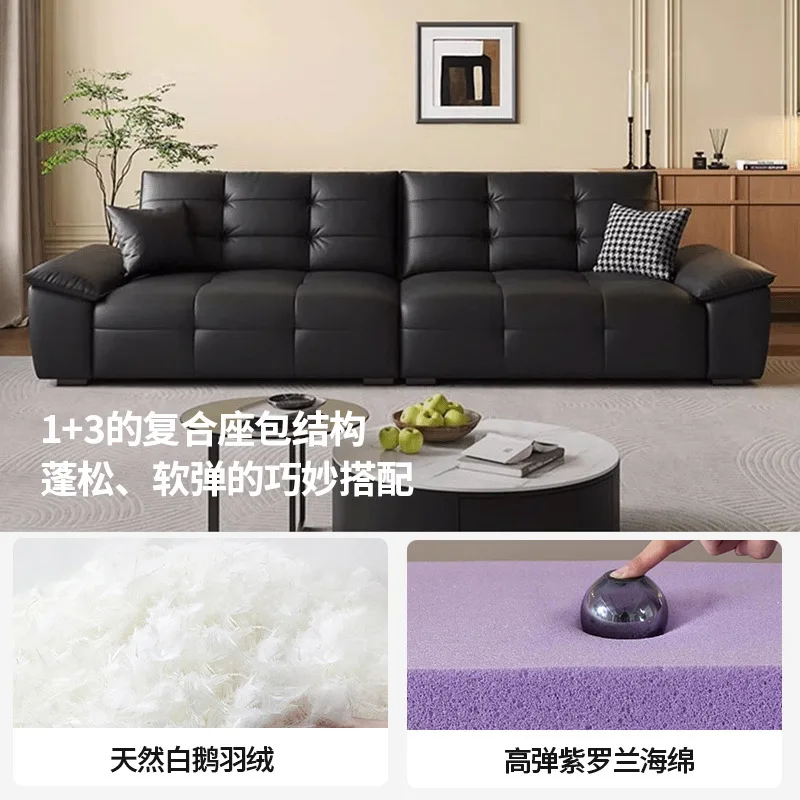 أريكة إيطالية بسيطة من الطبقة الأولى من جلد البقر #2