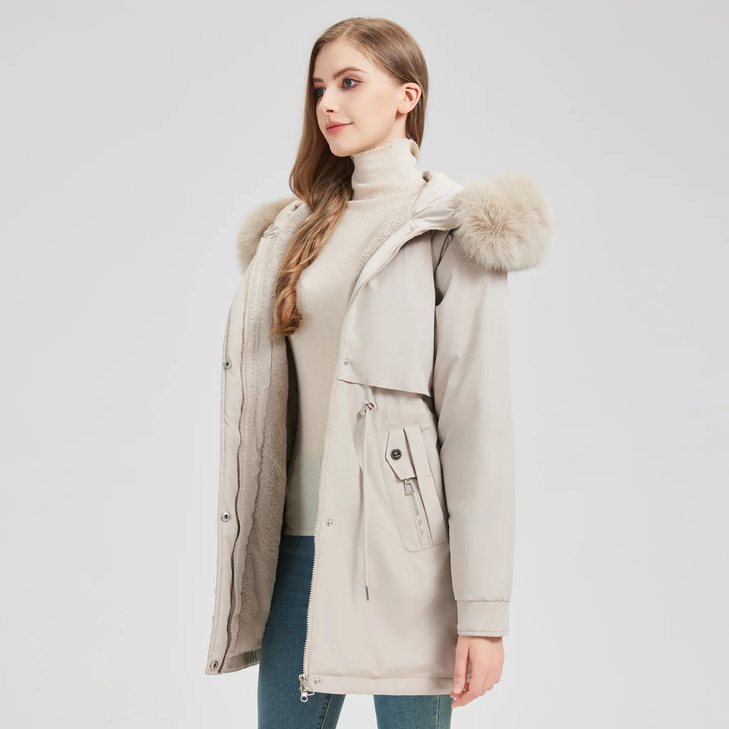 Women's Mid-Length Detachable Sleeve Cotton Jacket Fashionable Cotton Overcoat Winter Fleece 2025 New Style