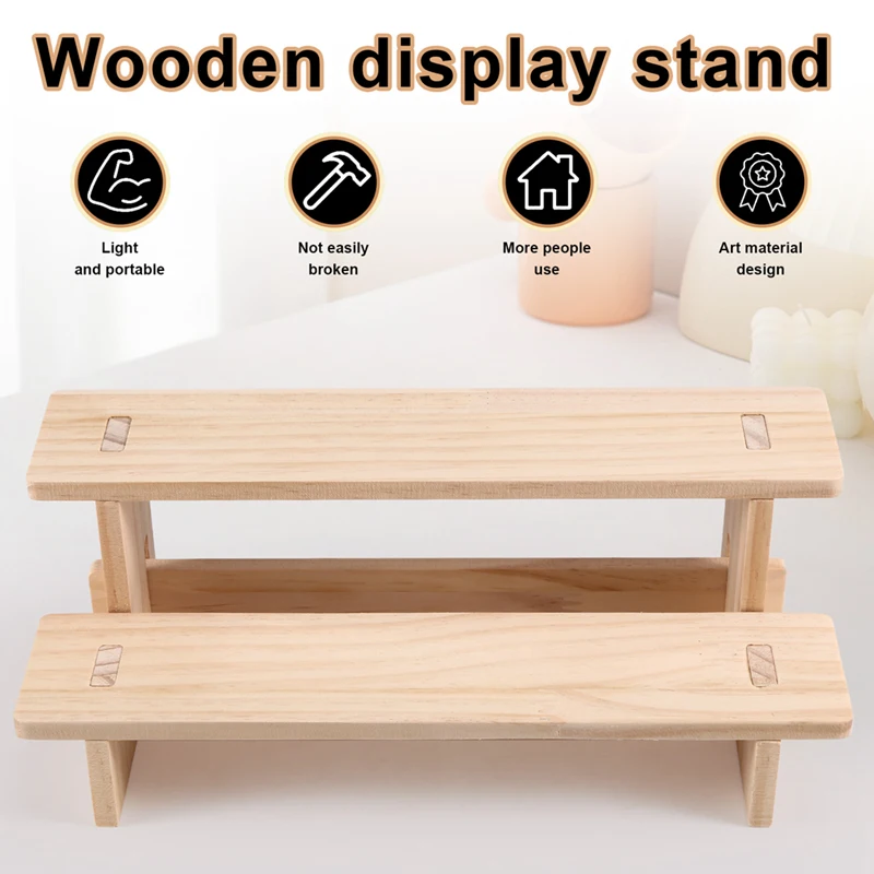 ABUI-Two-Story Wooden Display Stand, Perfume And Cosmetics Desktop Stand, Also Suitable For Kitchen Utensils.