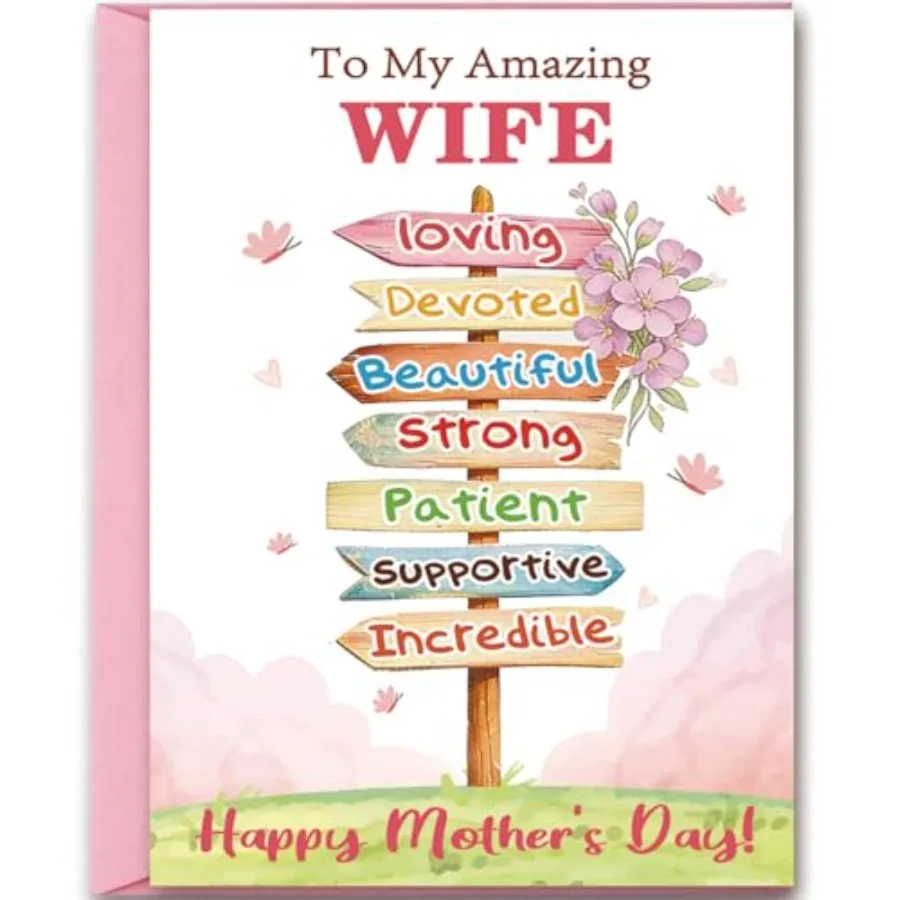

Mothers Day Card for Wife, Happy Wife Mother's Day Cards Gifts from Husband
