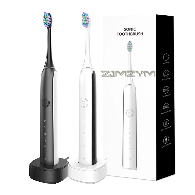 Soft Bristle Waterproof Electric Toothbrush Soundwave Smart Silent Self-cleaning Toothbrush with Intelligent Timing Function