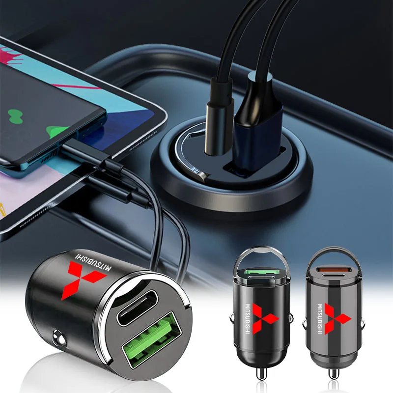 

1PCS Phone Hidden Fast Charging Convert Plug Car Charger USB Type C Emblem For Mitsubishi ASX Lancer 10 Pajero Outlander L200