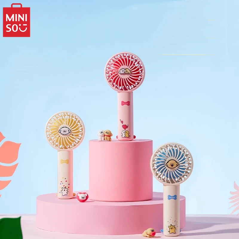 MINISO Maltese Series Handheld Fan Animation Peripheral Portable Cooling  Cute Office Vertical Children's Toy Birthday Gift