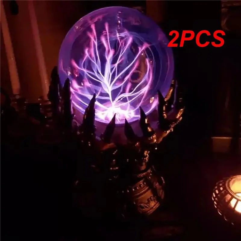 

2PCS Halloween Celestial Crystal Ball Creative Induction Plasma Ball Electrostatic Touch Ball Skull Finger Luminous Plasma Ball