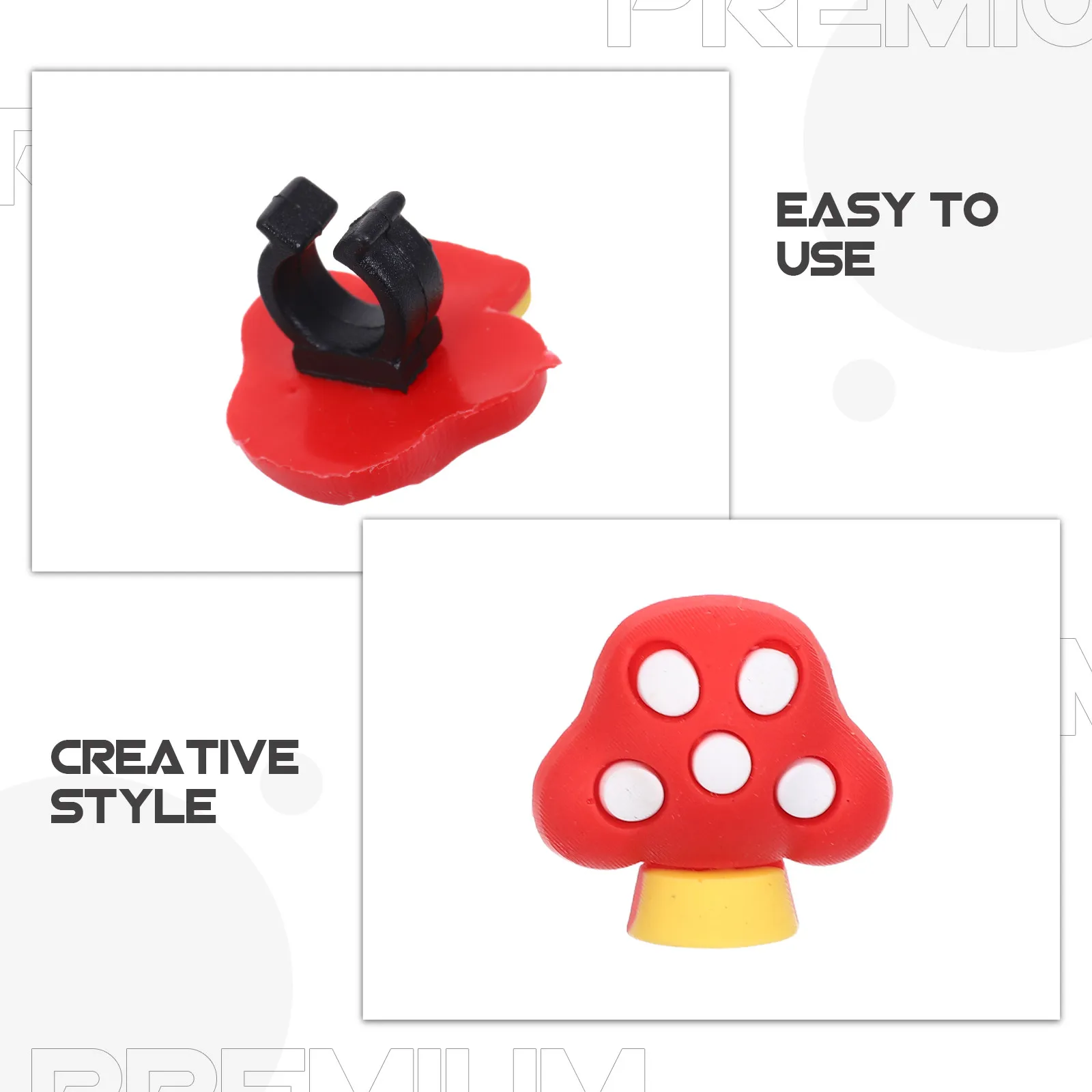 30Pcs Cartoon Mushroom Pencil Topper Clips Soft PVC Pen Charms School Classroom Pencil Accessories Notebook Clips for Rewards