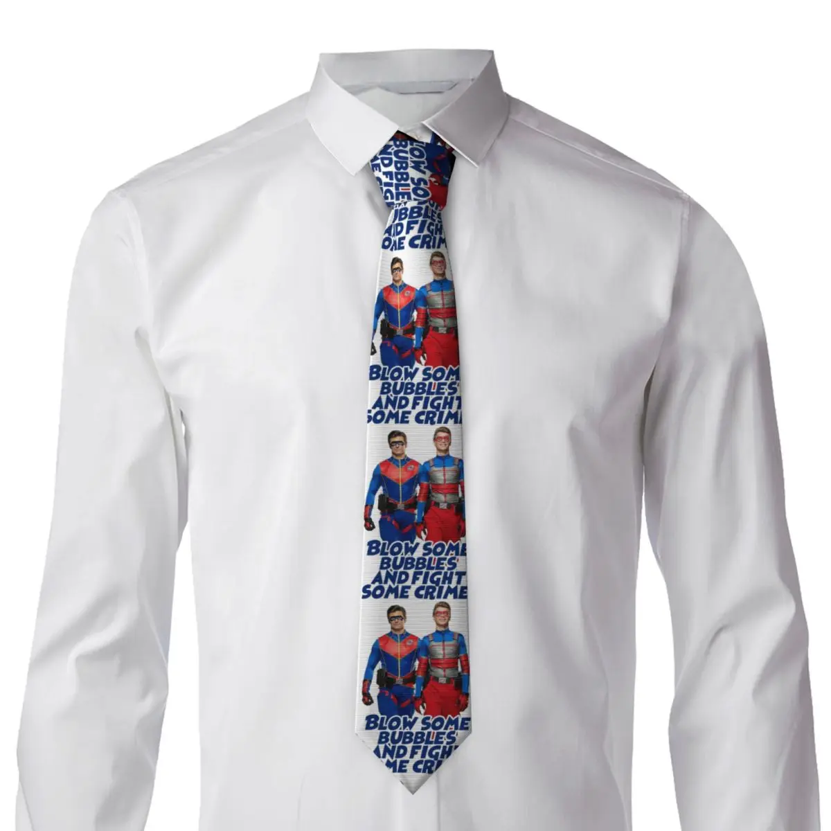 Blow Some Bubbles And Fight Some Crime Henry Danger Necktie for Men Silk Polyester Slim Neck Ties Party Business Tie