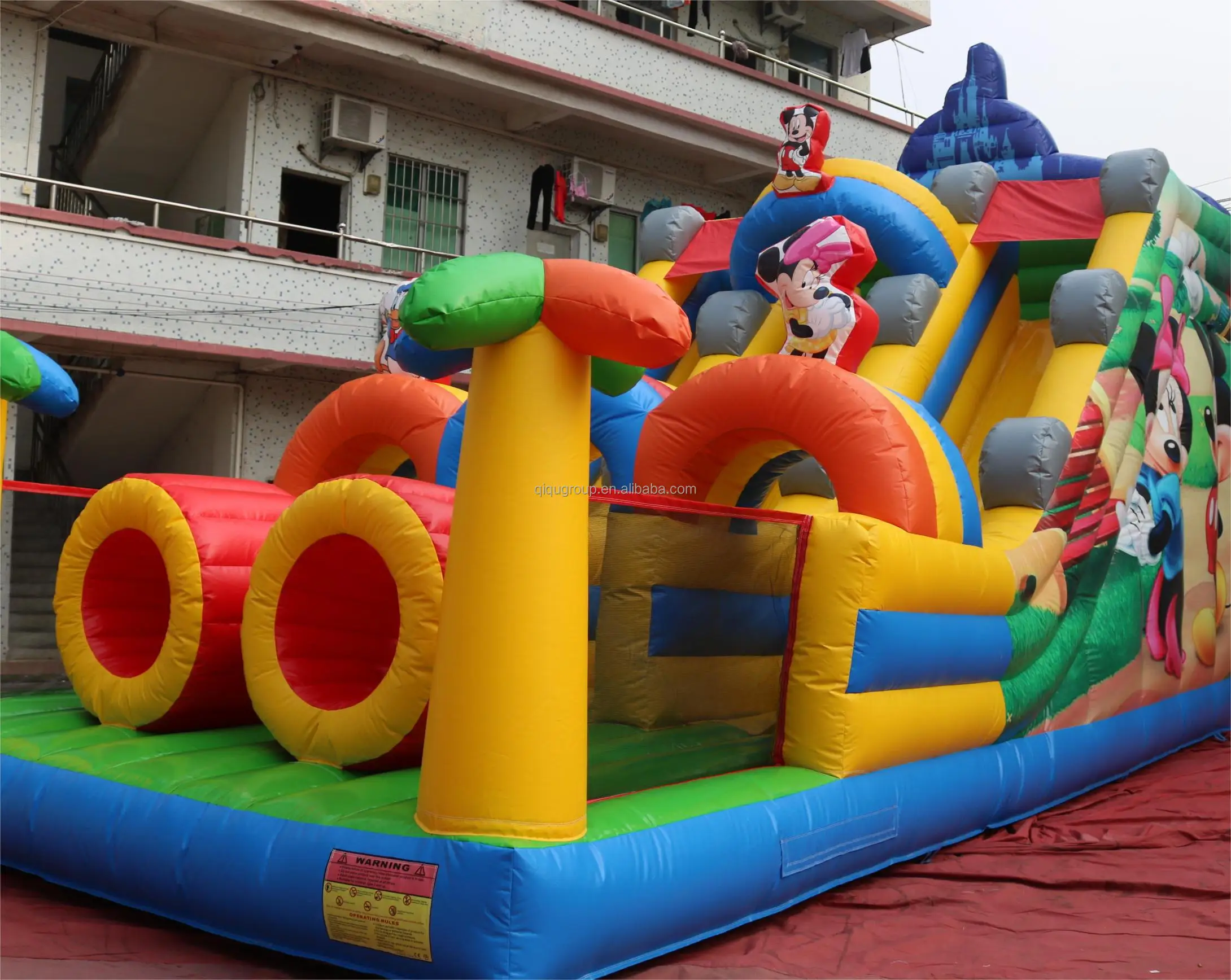 

Wholesale Customized Cartoon Theme Colorful the Mickey Inflatable Water Double Slides for Children
