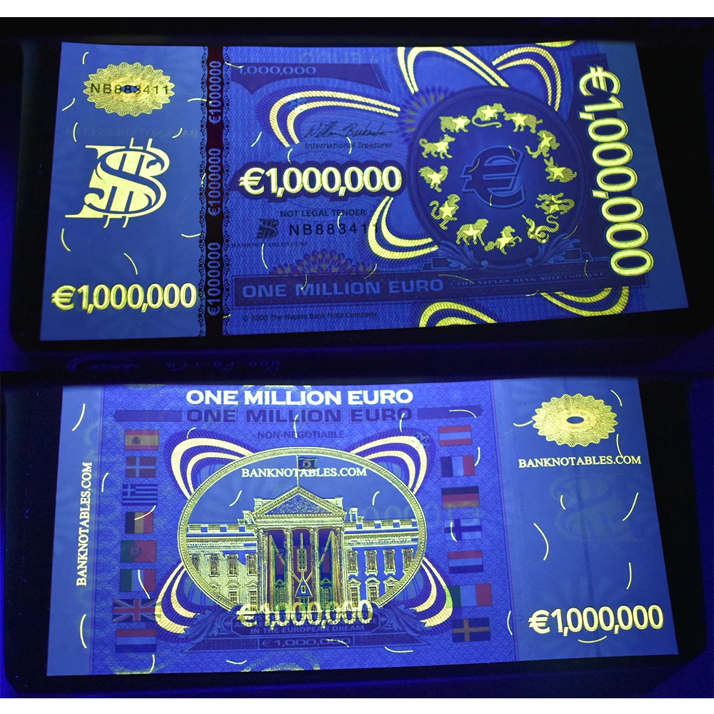 Copy One Million Euro Banknotes with Fluorescent Anti-counterfeiting Logo Serial Euro Banknotes Custom Wholesale Collection Gift