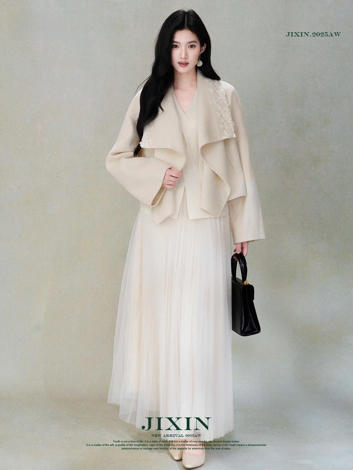 

Осенне-зимний шерстяной кардиган с вышивкой, двусторонний, с высоким воротником, для женщин, модный, для повседневной носки