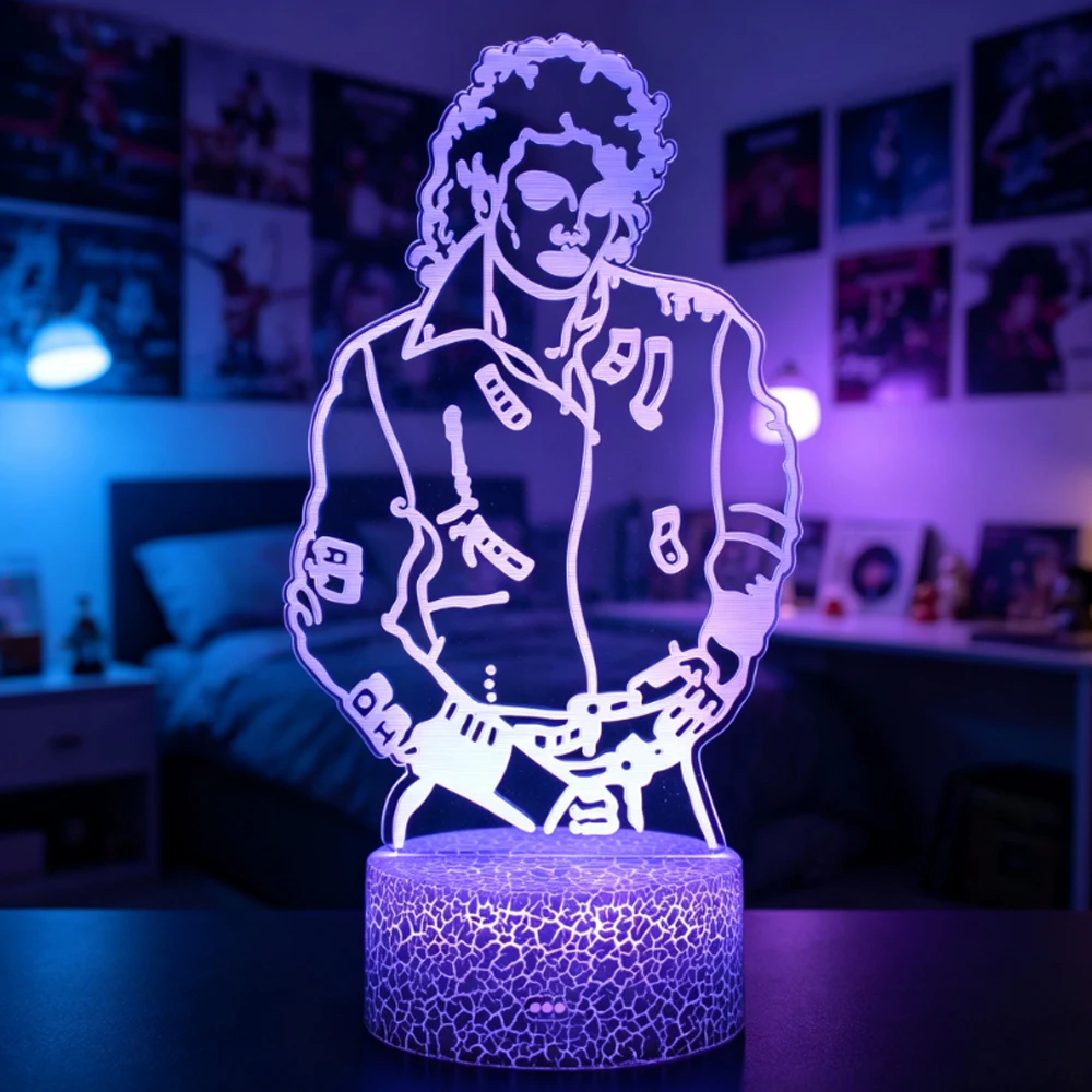 Heißer Pop-Rock-Sänger Michael Jackson Serie Charaktermodellierung Nachtlicht Desktop 7-Farben-Nachtlicht Freunde Geburtstagsgeschenk – Detail 1