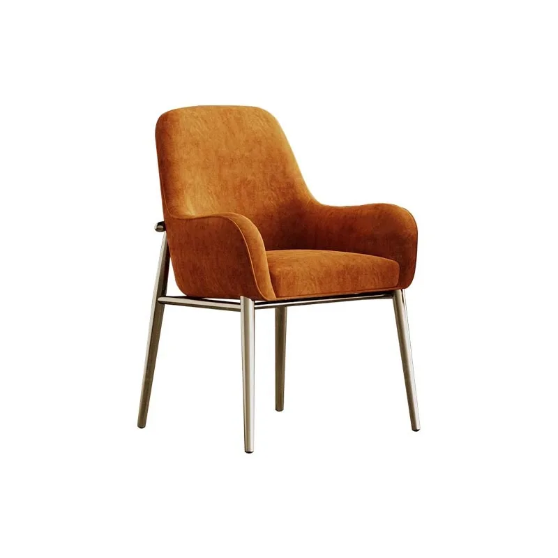 Sedia da pranzo moderna e leggera in acciaio inossidabile placcato oro con sedia da tè con schienale e braccioli