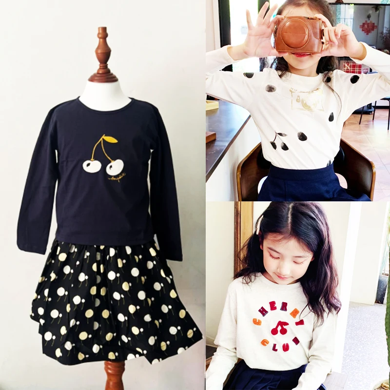 Детские комплекты одежды из футболок и юбок aw25 bp, милые футболки с длинными рукавами и юбкой в горошек для девочек, самый сексуальный комплект