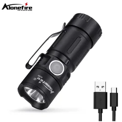 Alonefire x30 recarregável mini lanterna led 16340 bateria usb powered flash luz bolso tocha lâmpada xpg wick lanternas