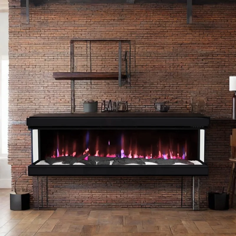 

900W/1800W 220~240V Power Wall Insert Electric Fireplace Recessed Decorative With 3 Sided